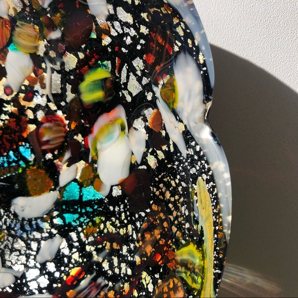 VINTAGE Murano Black Art Glass Tutti Frutti Bowl - Picture 6 of 13